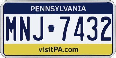 PA license plate MNJ7432