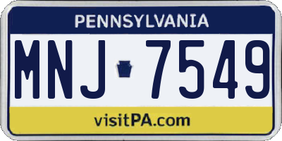 PA license plate MNJ7549