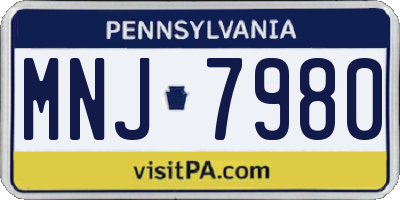 PA license plate MNJ7980