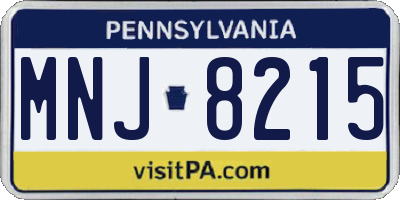 PA license plate MNJ8215