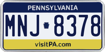 PA license plate MNJ8378