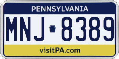 PA license plate MNJ8389