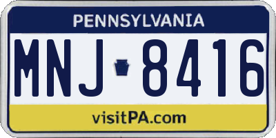 PA license plate MNJ8416