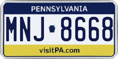 PA license plate MNJ8668