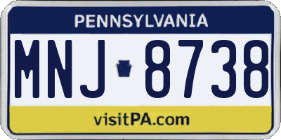 PA license plate MNJ8738