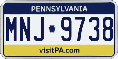 PA license plate MNJ9738