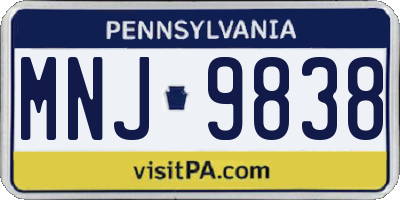 PA license plate MNJ9838