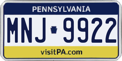 PA license plate MNJ9922