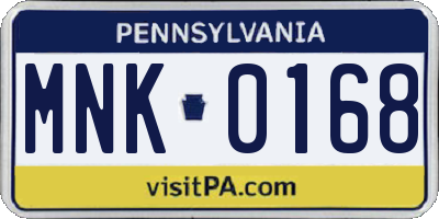 PA license plate MNK0168