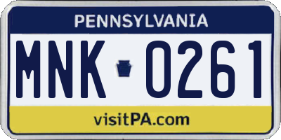 PA license plate MNK0261