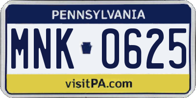 PA license plate MNK0625