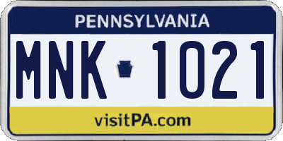 PA license plate MNK1021