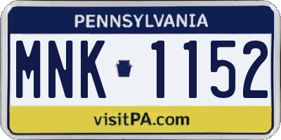 PA license plate MNK1152