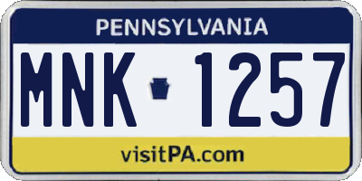 PA license plate MNK1257