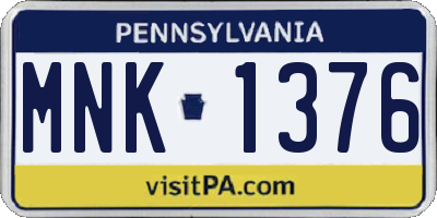PA license plate MNK1376