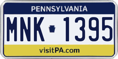 PA license plate MNK1395
