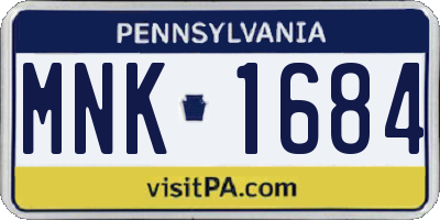 PA license plate MNK1684