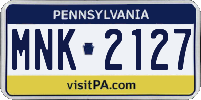 PA license plate MNK2127