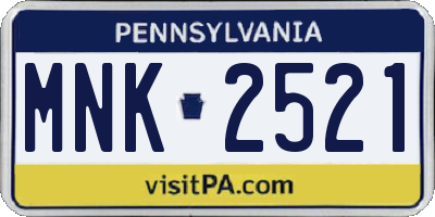 PA license plate MNK2521