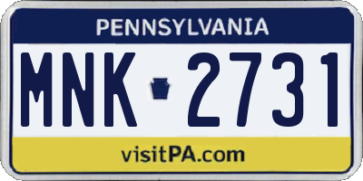 PA license plate MNK2731