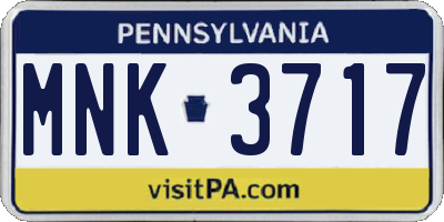 PA license plate MNK3717