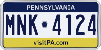 PA license plate MNK4124