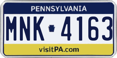 PA license plate MNK4163