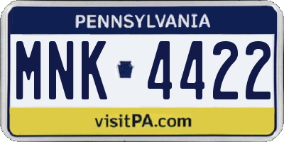 PA license plate MNK4422