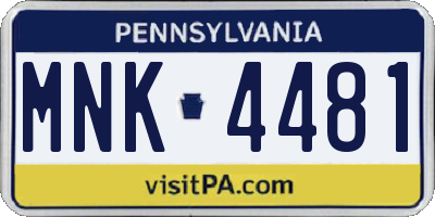 PA license plate MNK4481