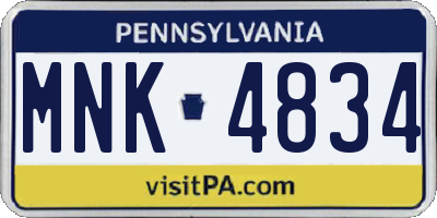 PA license plate MNK4834