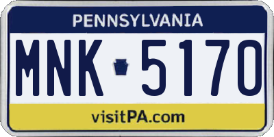 PA license plate MNK5170