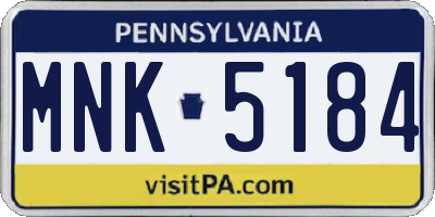 PA license plate MNK5184