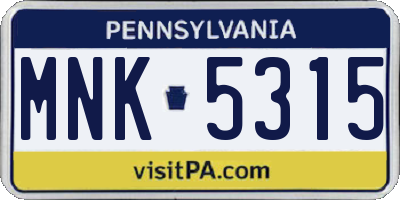 PA license plate MNK5315