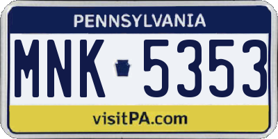 PA license plate MNK5353