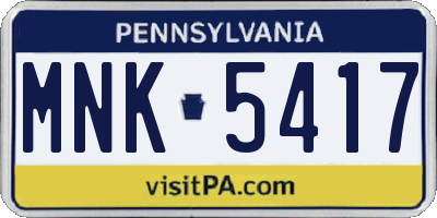 PA license plate MNK5417