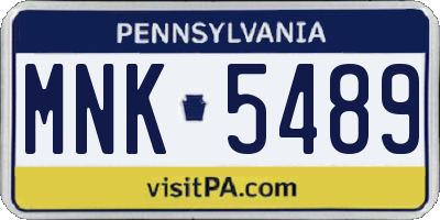 PA license plate MNK5489