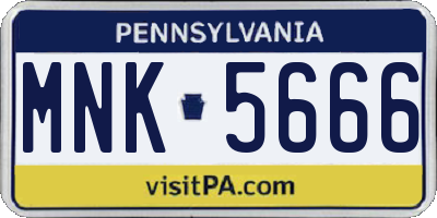 PA license plate MNK5666