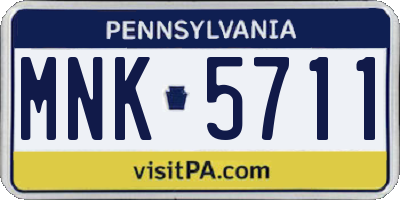 PA license plate MNK5711