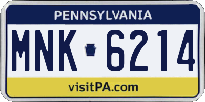 PA license plate MNK6214