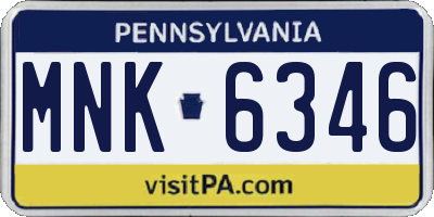 PA license plate MNK6346