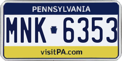 PA license plate MNK6353