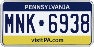 PA license plate MNK6938