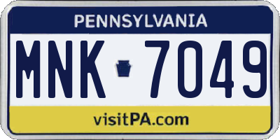 PA license plate MNK7049