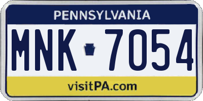 PA license plate MNK7054
