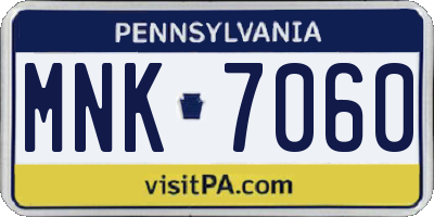 PA license plate MNK7060