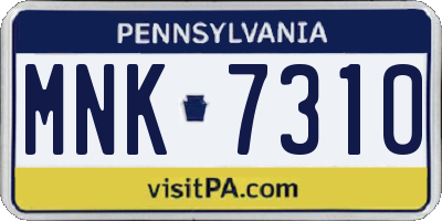 PA license plate MNK7310