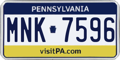 PA license plate MNK7596