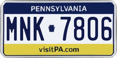 PA license plate MNK7806