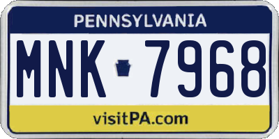 PA license plate MNK7968