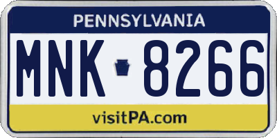 PA license plate MNK8266